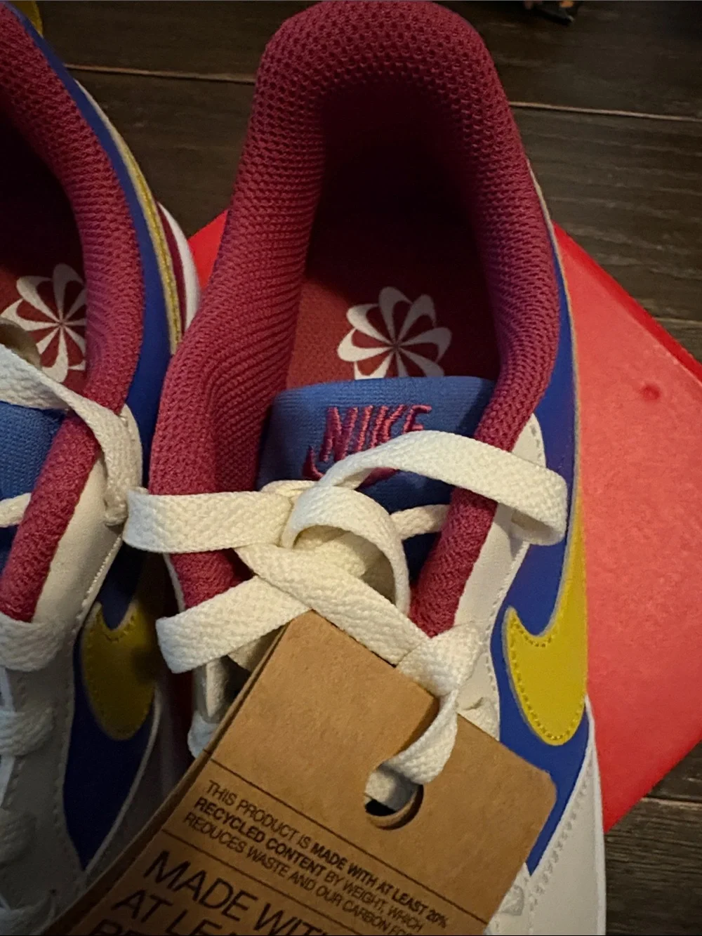 Nike Kids Low-Top Sneakers in Pink, Blue & Yellow